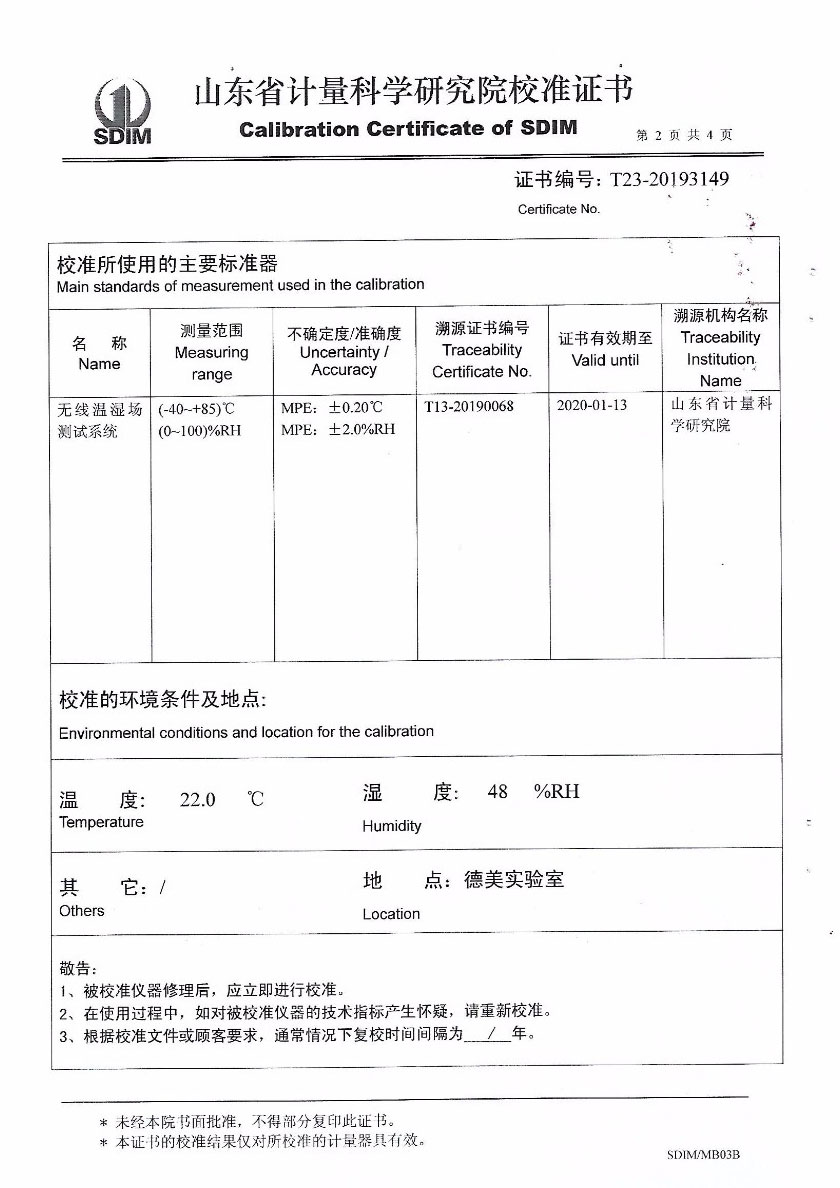 Temperature and Humidity Standard Box