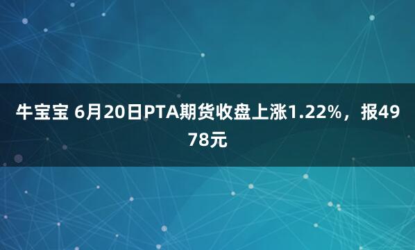 牛宝宝 6月20日PTA期货收盘上涨1.22%，报4978元