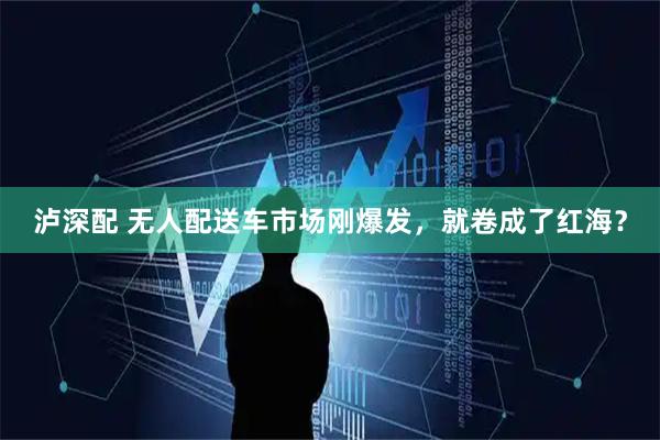 泸深配 无人配送车市场刚爆发，就卷成了红海？