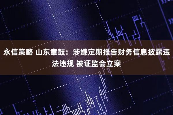 永信策略 山东章鼓：涉嫌定期报告财务信息披露违法违规 被证监会立案